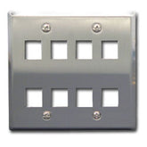 ICC IC107DF8SS Flush Mount Double Gang Stainless Steel Faceplate-8 Port